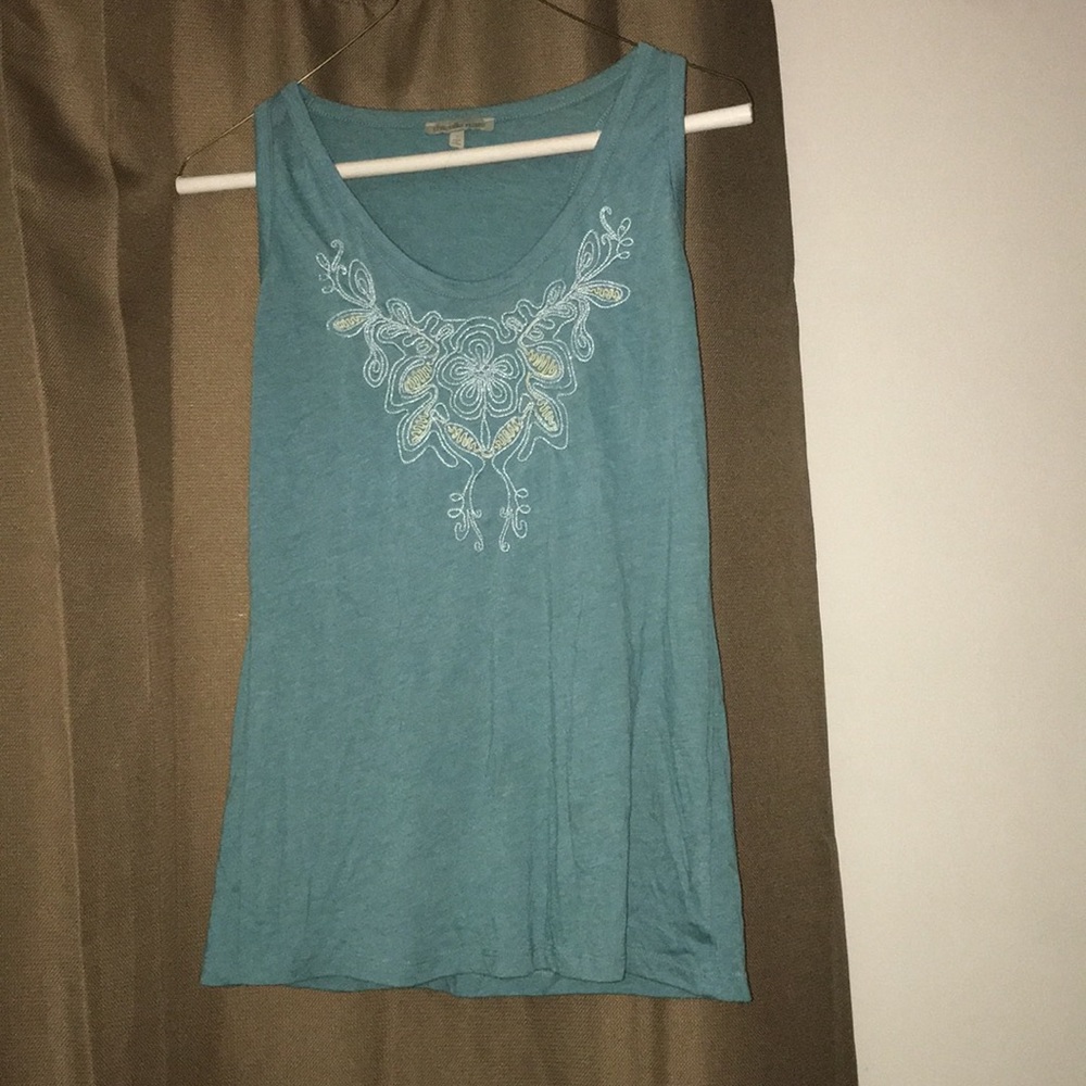 Blue Tank With Pretty Stitching